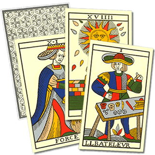 Deck of cards representing a method of fortune-telling of Aphrodite's triumph spread
