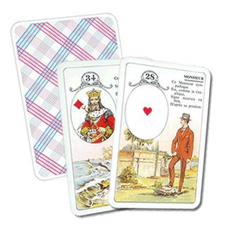 Deck of cards representing a method of fortune-telling of the Dog of Spades spread