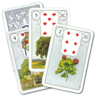 Deck of cards representing a method of fortune-telling of the Yes - No spread